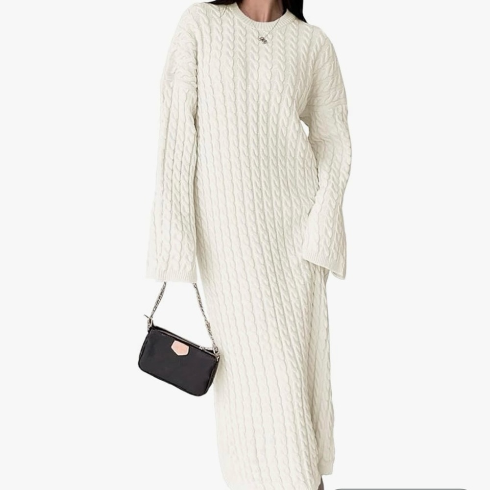 Elegant White Cable Knit Dress